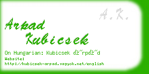 arpad kubicsek business card